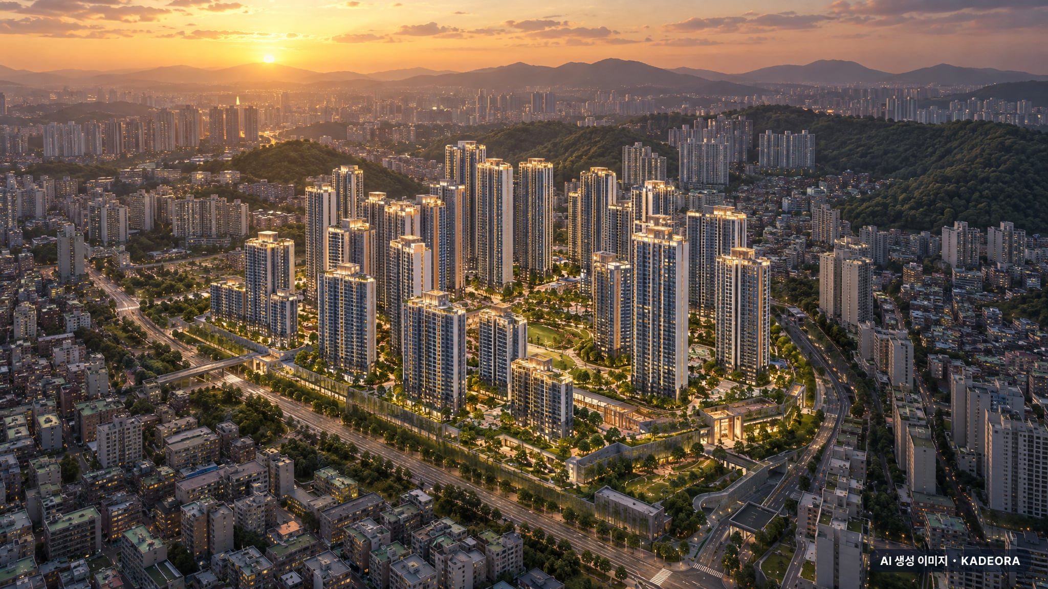 울산 중구 B-04 재개발 조감도 AI 상상도(노을 항공) — 울산 중구 관리처분인가 4,080세대