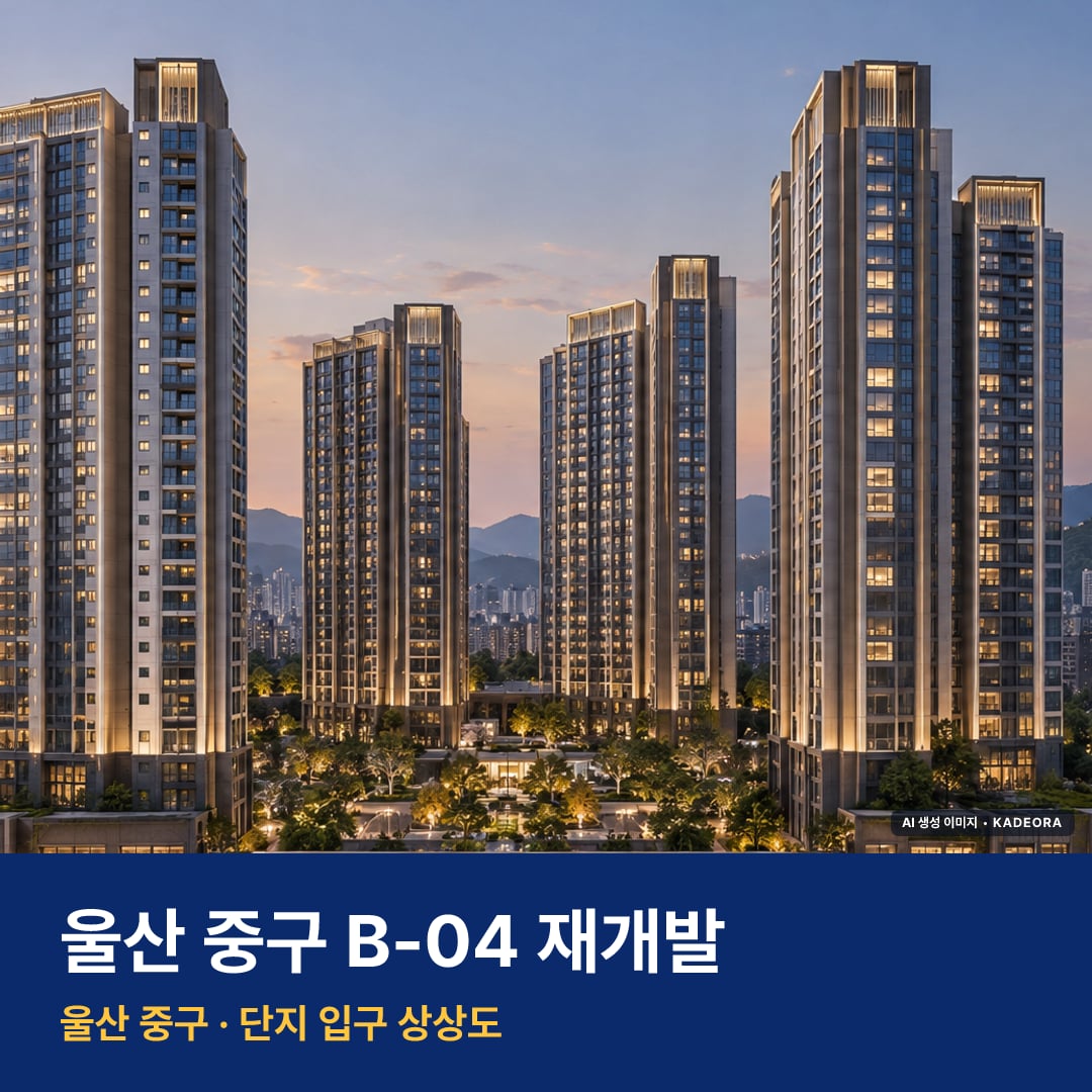 울산 중구 B-04 재개발 단지 전경 AI 상상도 — 중구 교동 4,080세대