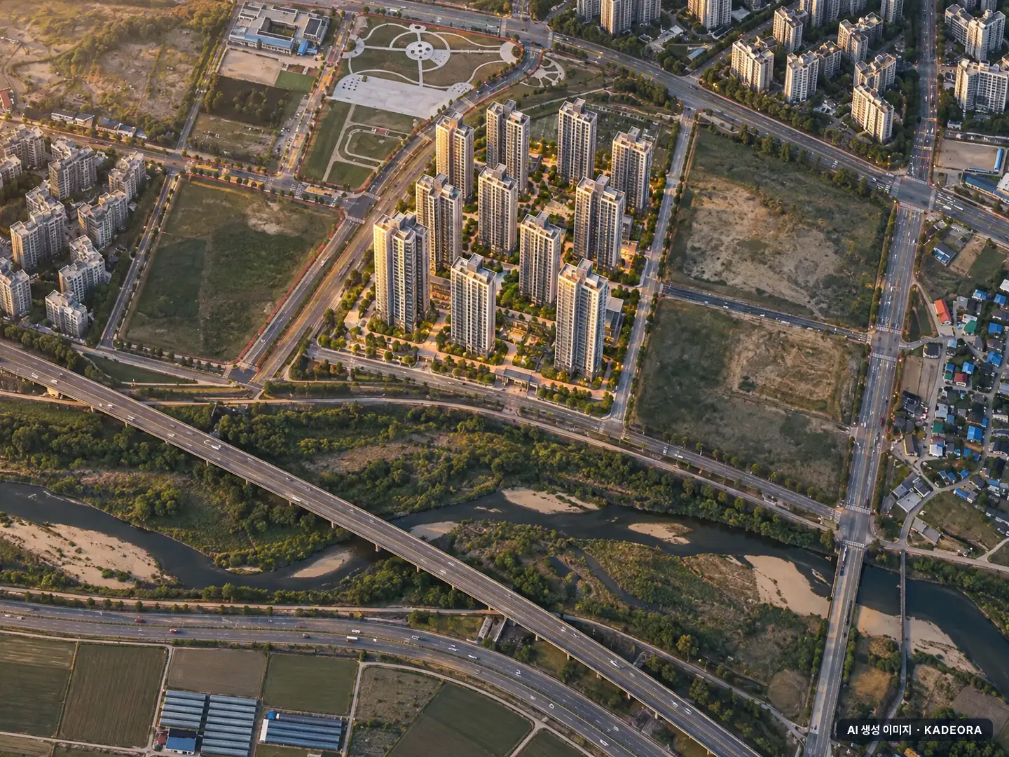아산탕정자이 메트로시티(A3BL) 12개동·최고 35층·총 1,638세대 기준 AI 상상도(노을 항공) — 실제와 다를 수 있음