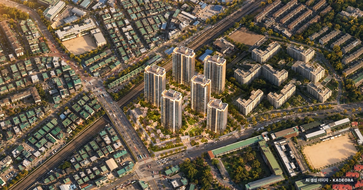 쌍용 더 플래티넘 온수역 단지 전경 AI 상상도(노을 항공) — 경기 소사구 착공 230세대