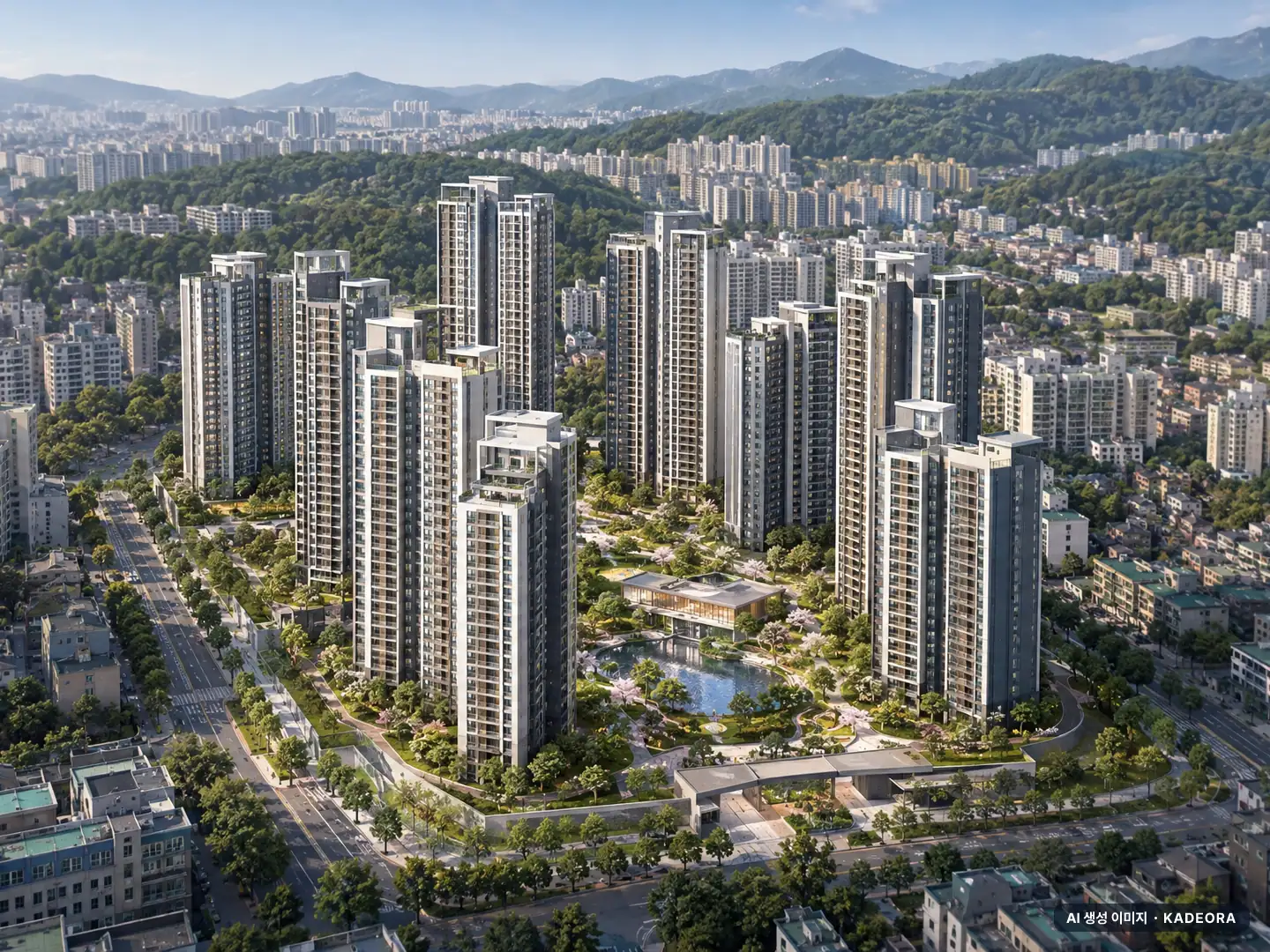 대구 수성1지구 재개발 단지 전경 AI 상상도(주간 항공) — 대구 수성구 시공사 선정 1,901세대