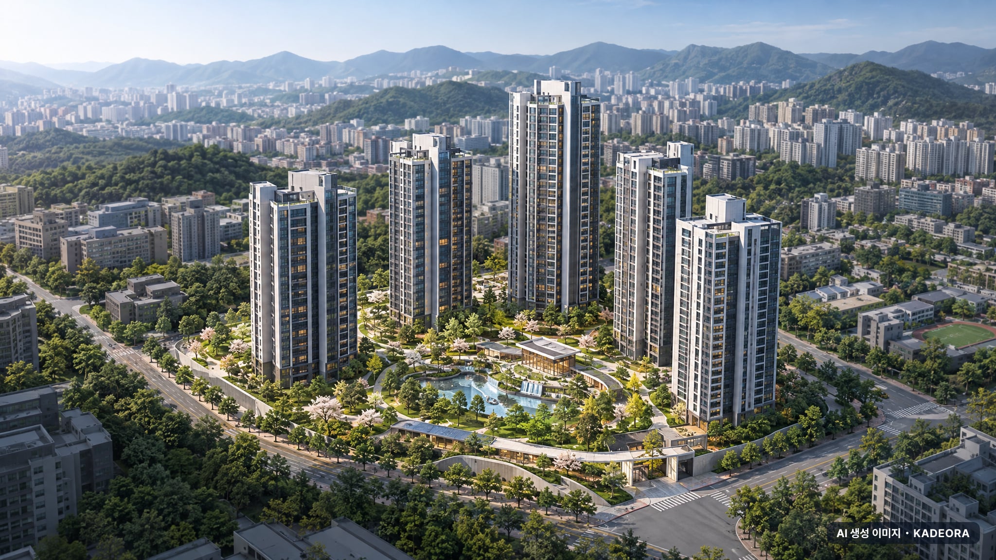 힐스테이트 고덕엘리스트 A65BL 공공분양주택 단지 전경 AI 상상도(주간 항공) — 경기 평택시 당첨자 발표 837세대
