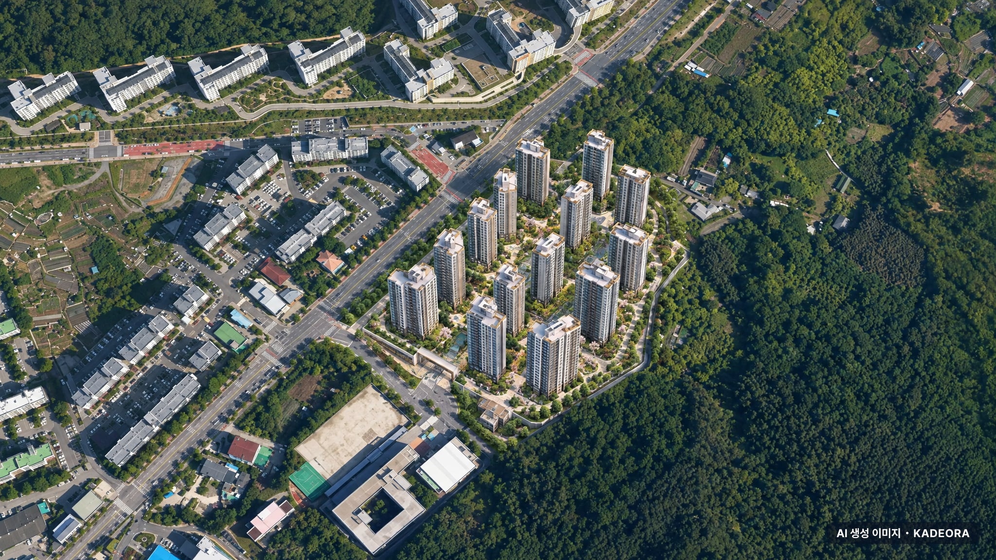 순천 한양립스 파크포레 단지 전경 AI 상상도(주간 항공) — 전남 순천시 착공 209세대