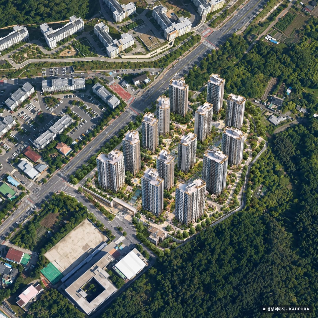 순천 한양립스 파크포레 단지 전경 AI 상상도(주간 항공) — 전남 순천시 착공 209세대