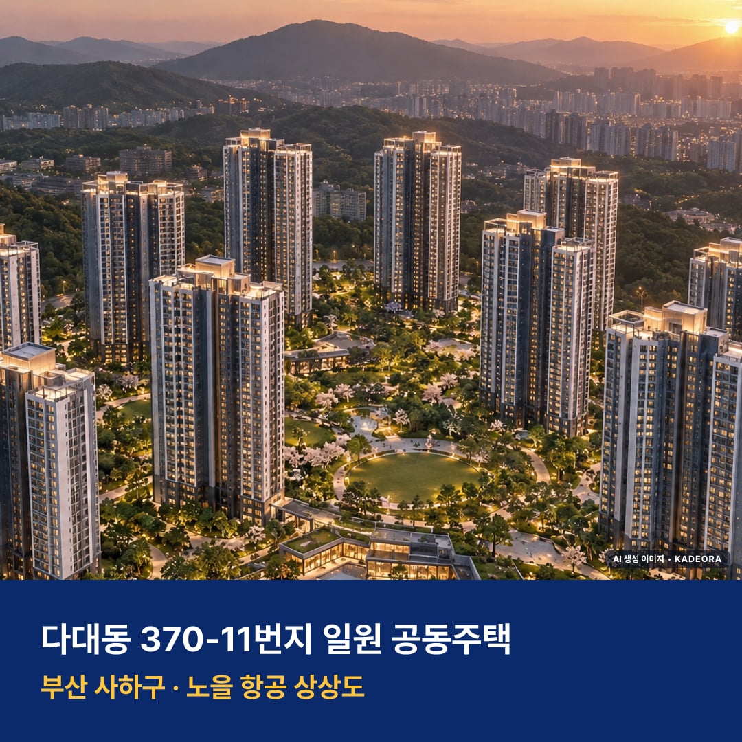 다대동 370-11번지 일원 공동주택 단지 전경 AI 상상도 — 사하구 다대동 3,002세대
