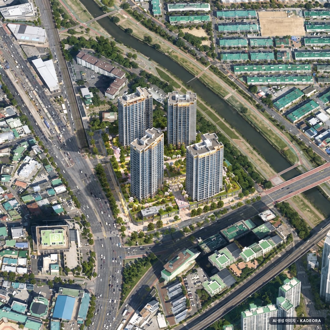 거제동 129-5번지 주거복합 조감도 AI 상상도(주간 항공) — 부산 연제구 분양 예고 390세대