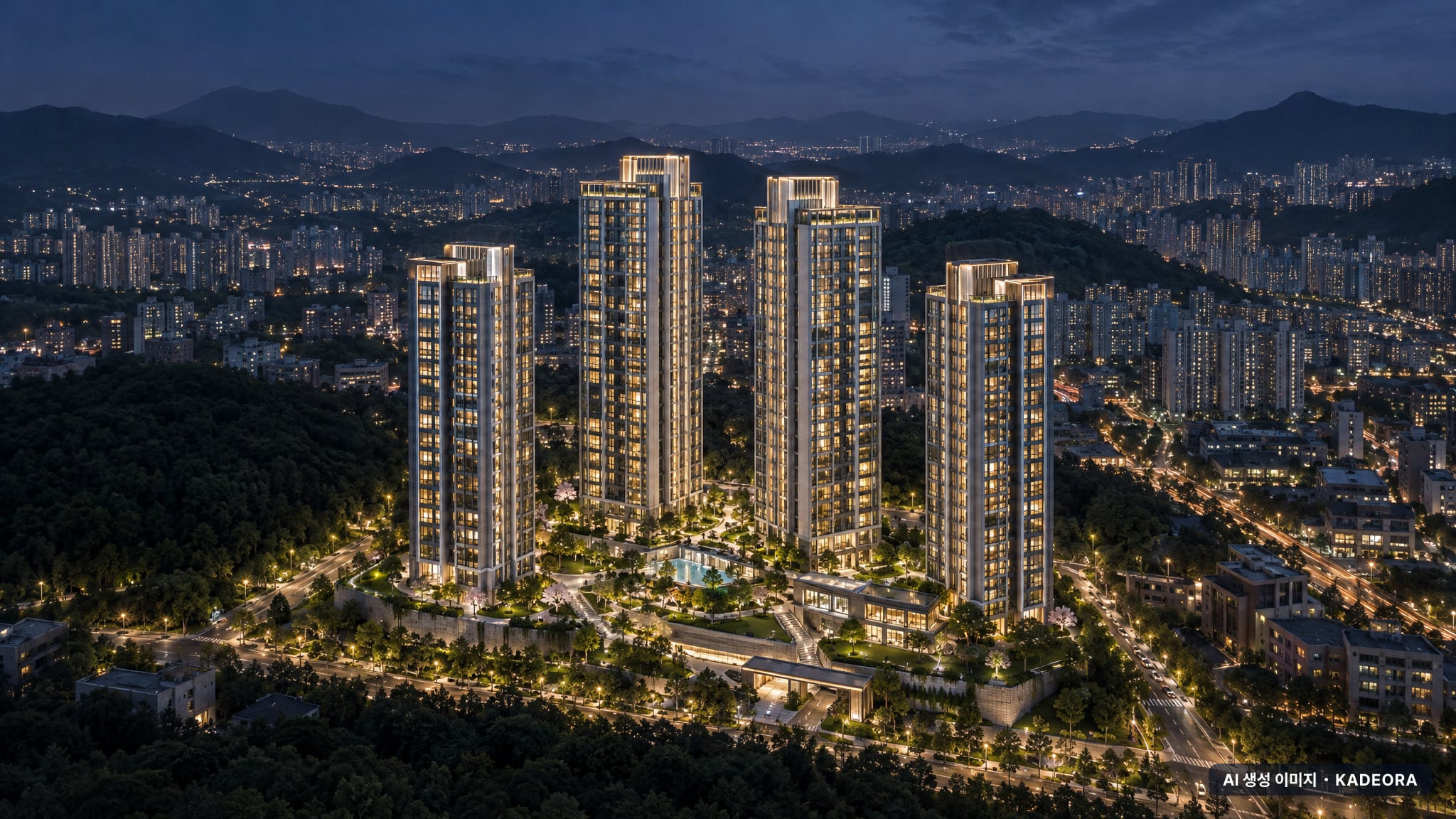 거제동 129-5번지 주거복합 조감도 AI 상상도(야경) — 부산 연제구 분양 예고 390세대