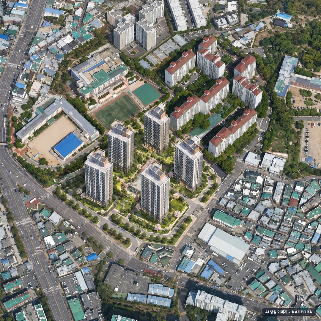 사하 경남아너스빌 시그니처 단지 전경 AI 상상도(주간 항공) — 부산 사하구 착공 380세대