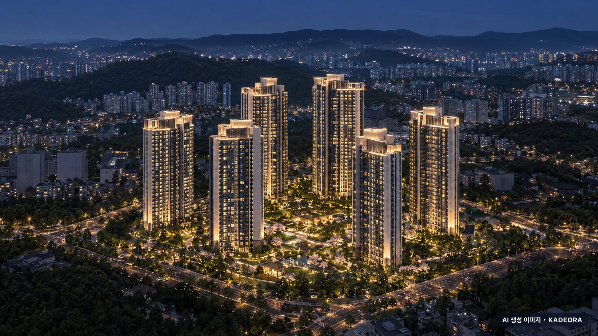 사하 경남아너스빌 시그니처 단지 전경 AI 상상도(야경) — 부산 사하구 착공 380세대