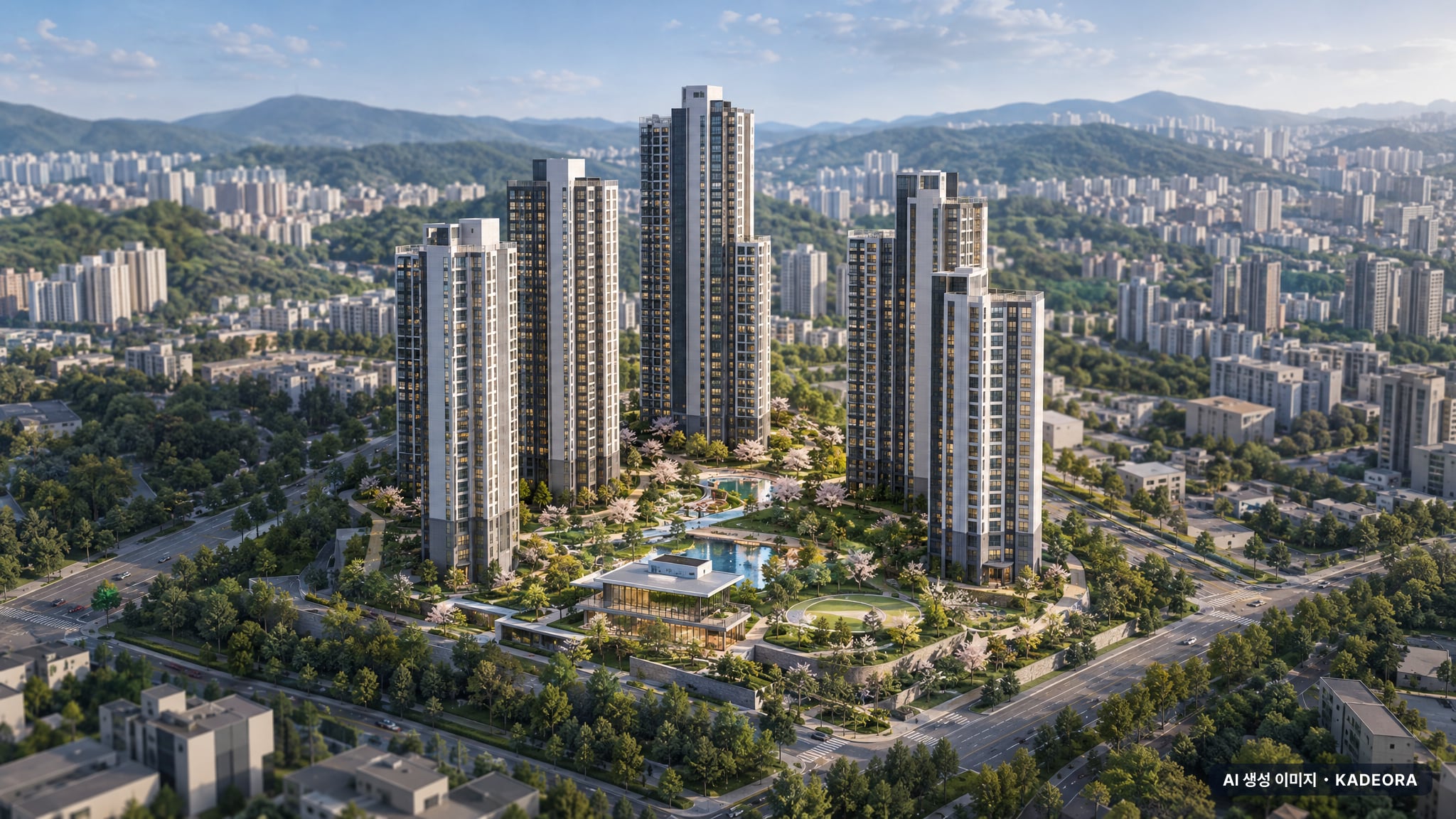 힐스테이트 고덕엘리스트 A12BL 공공분양주택 단지 전경 AI 상상도(주간 항공) — 경기 평택시 당첨자 발표 942세대