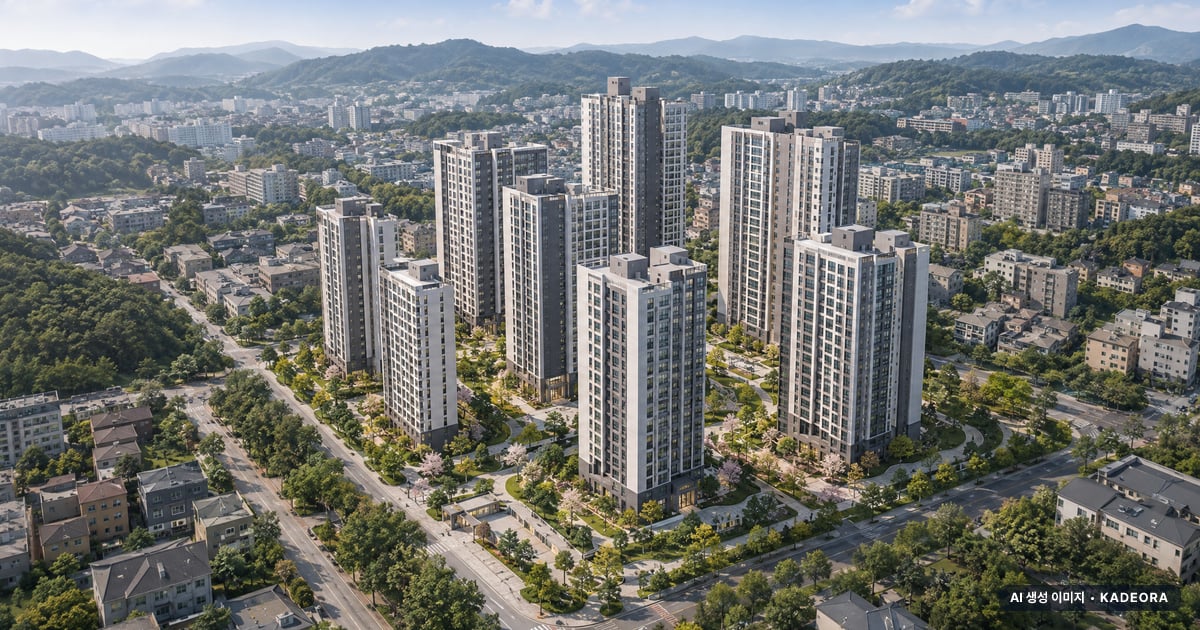 구미 파크원 데시앙 재개발 구미 파크원 데시앙 단지 전경 AI 상상도 — 구미시 1,355세대