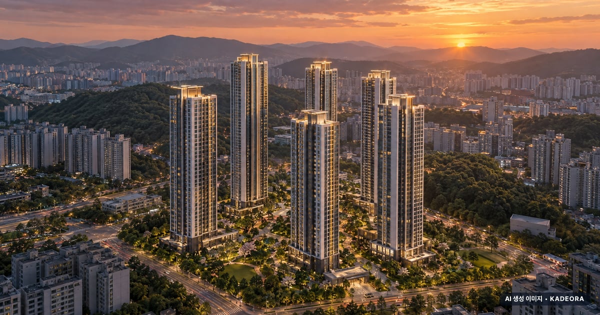 서울원 아이파크 최고 47층·이번 1,856세대 공급 기준 AI 상상도(노을 항공) — 실제와 다를 수 있음