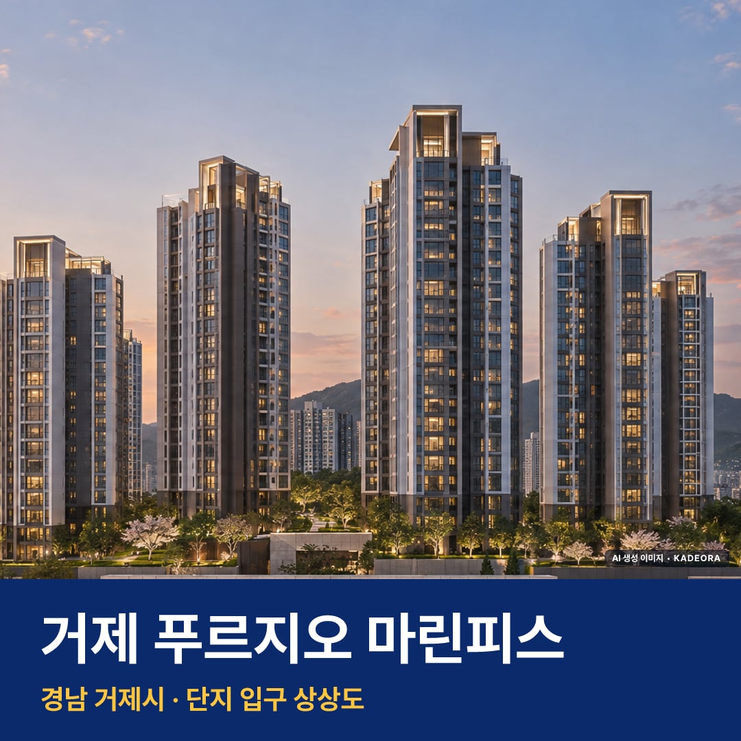 거제 푸르지오 마린피스 위치 주변 경관 · AI 생성 상상도 · 실제와 다를 수 있음