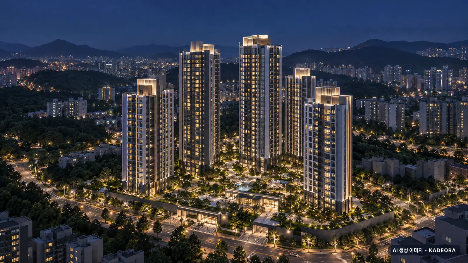거제 푸르지오 마린피스 단지 전경 AI 상상도 — 거제시 장평동 423세대
