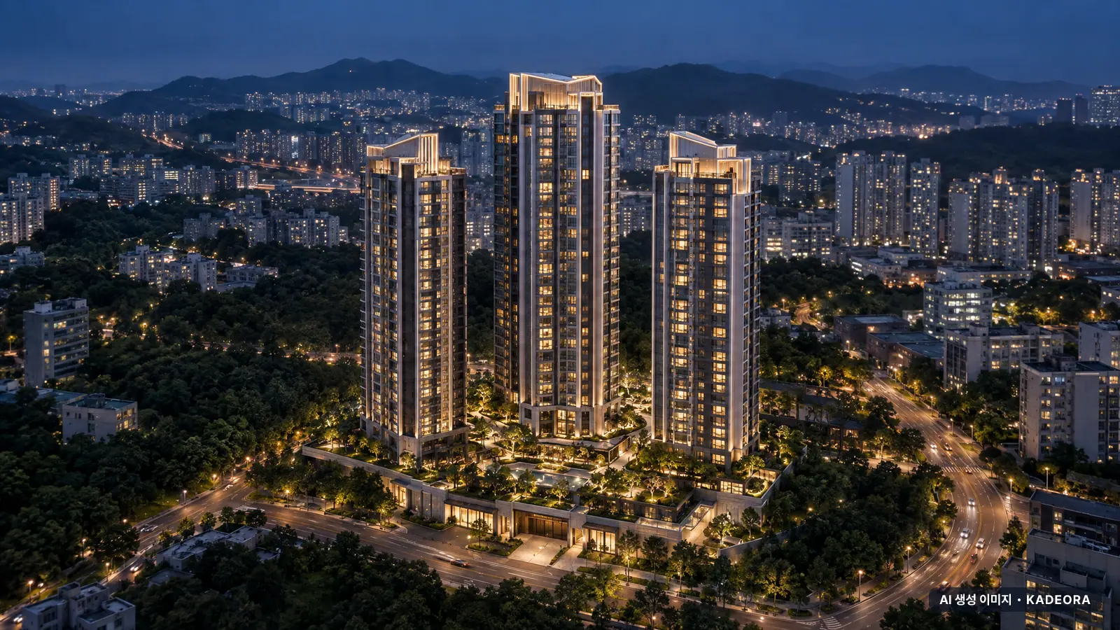 힐스테이트 선암호수공원 1단지 단지 전경 AI 상상도 — 남구 야음동 438세대