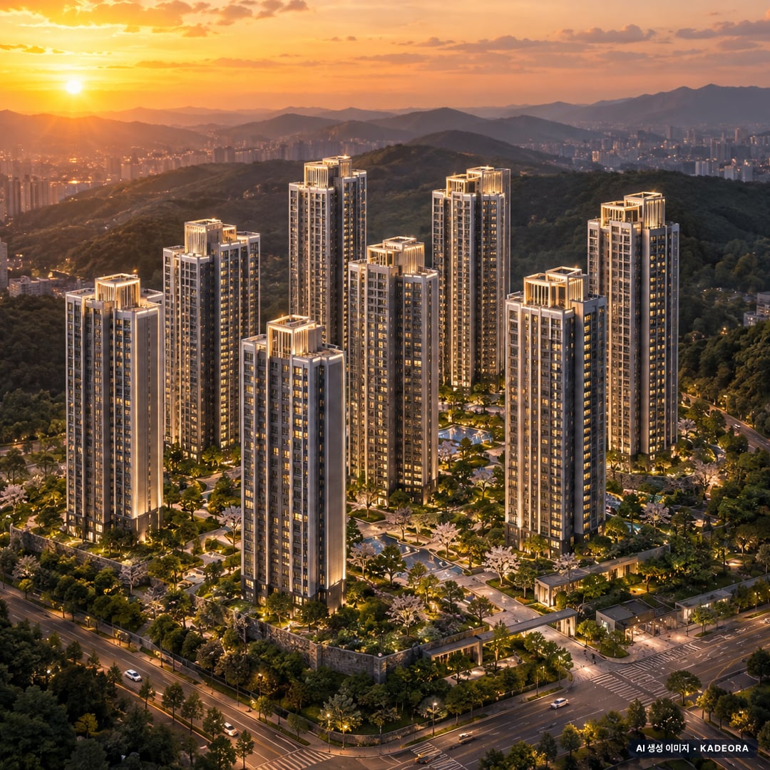 평택 브레인시티 10BL 앤네이처 미래도 단지 전경 AI 상상도(노을 항공) — 경기 평택시 착공 1,413세대