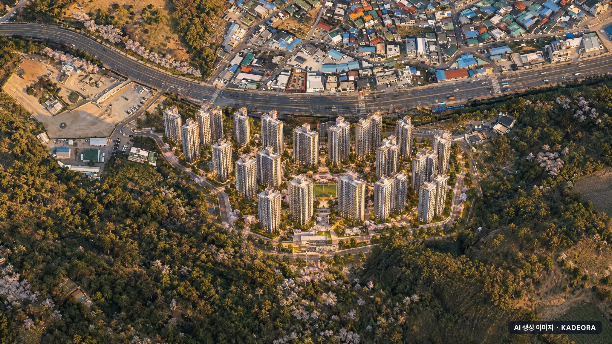 중흥S-클래스 힐더포레 단지 전경 AI 상상도(노을 항공) — 경기 구리시 착공 637세대