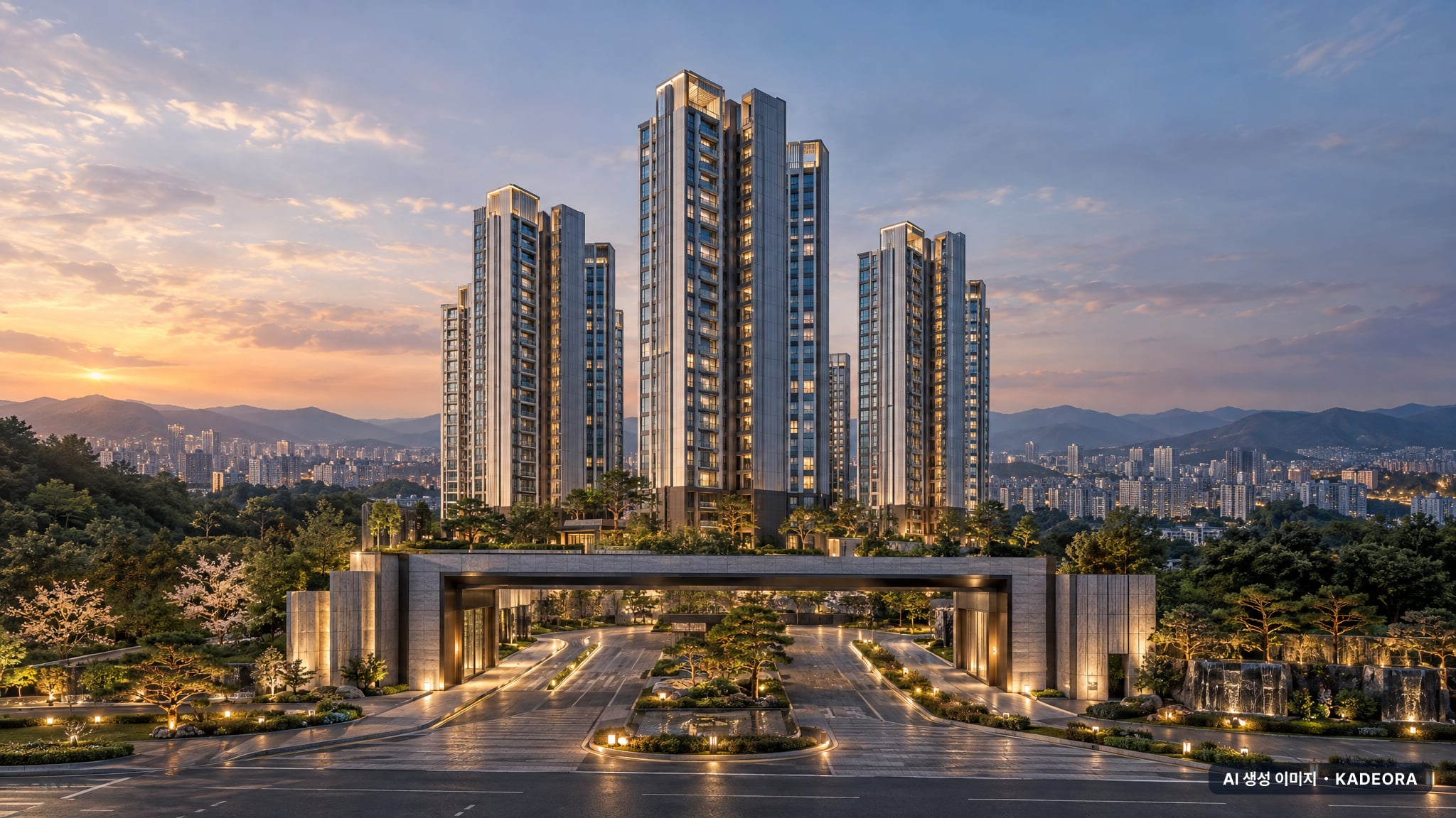 문수로 비스타 더파크 조감도 AI 상상도(단지 입구) — 울산 남구 분양 예고 700세대