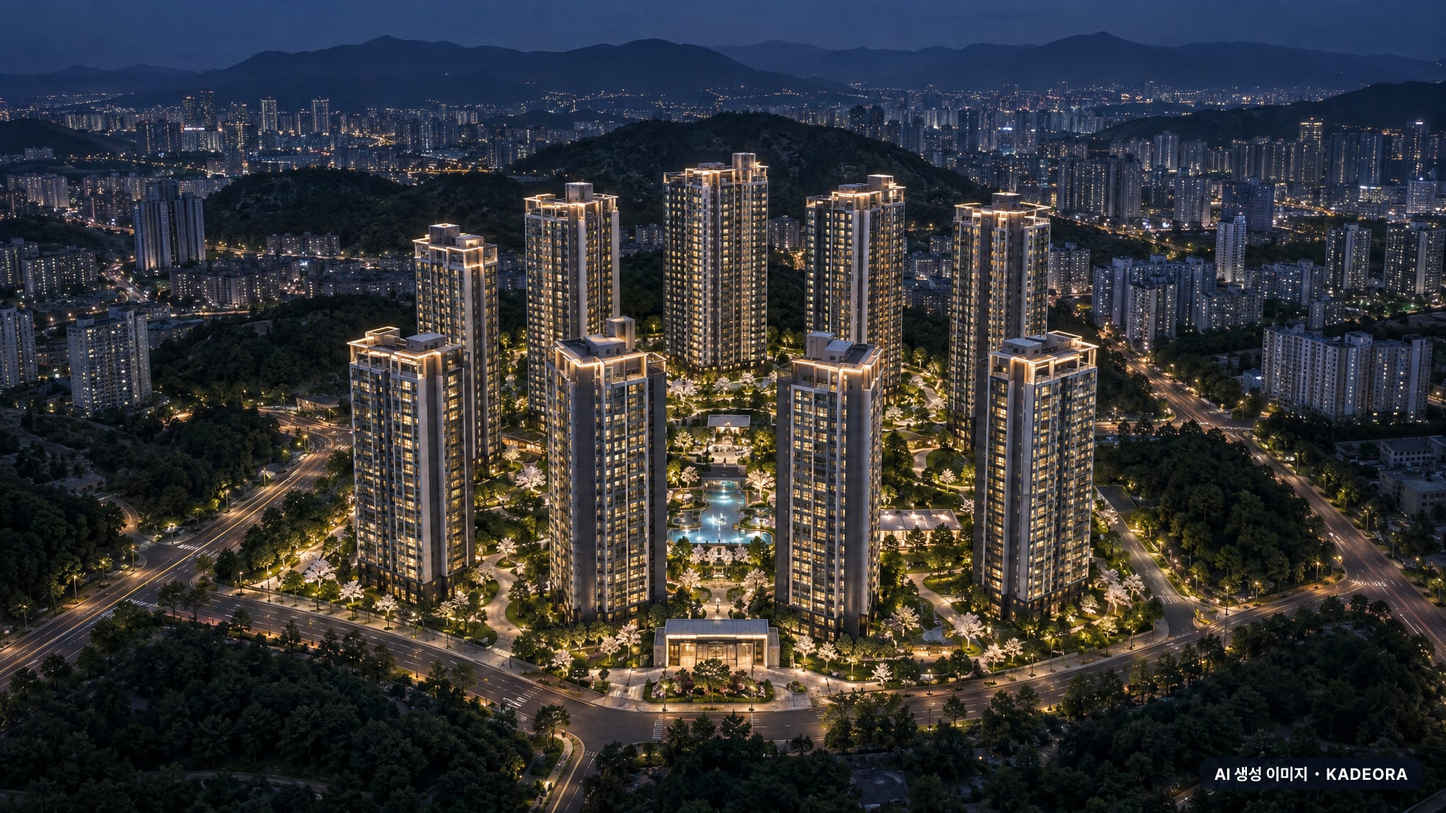 문수로 비스타 더파크 조감도 AI 상상도(야경) — 울산 남구 분양 예고 700세대
