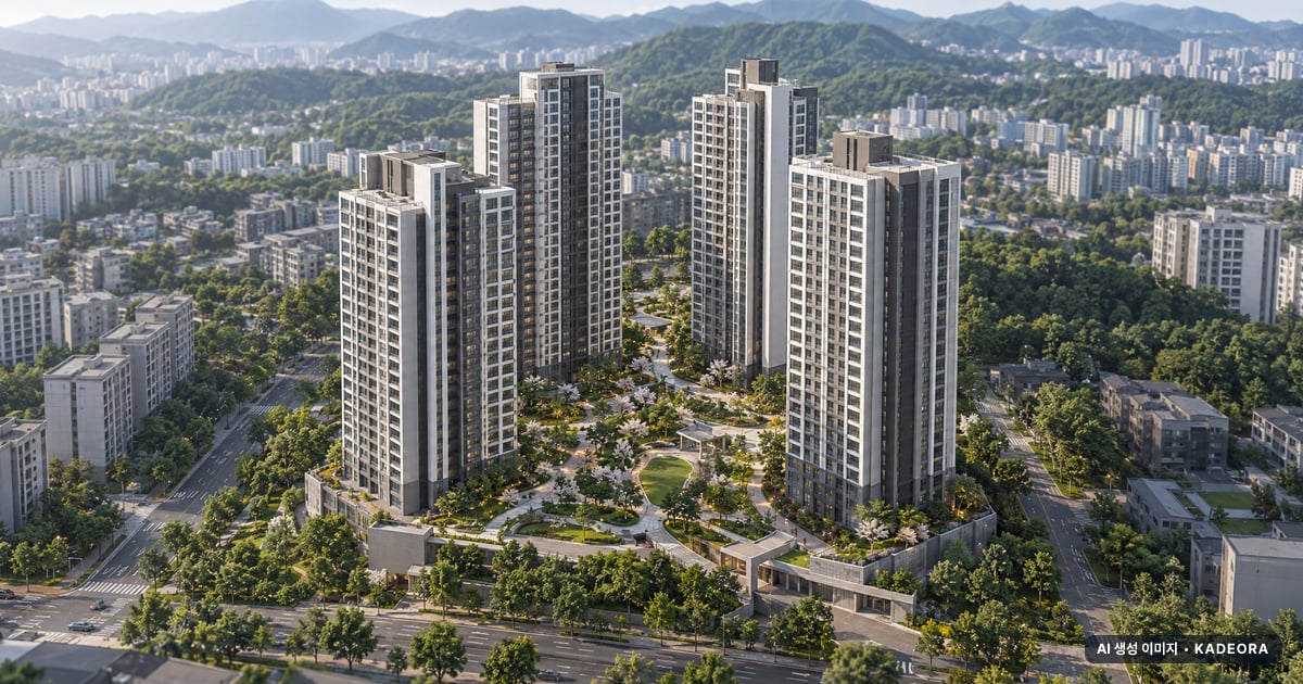청주 가경 아이파크 7단지 모델하우스 단지 전경 · AI 생성 상상도 · 실제와 다를 수 있음