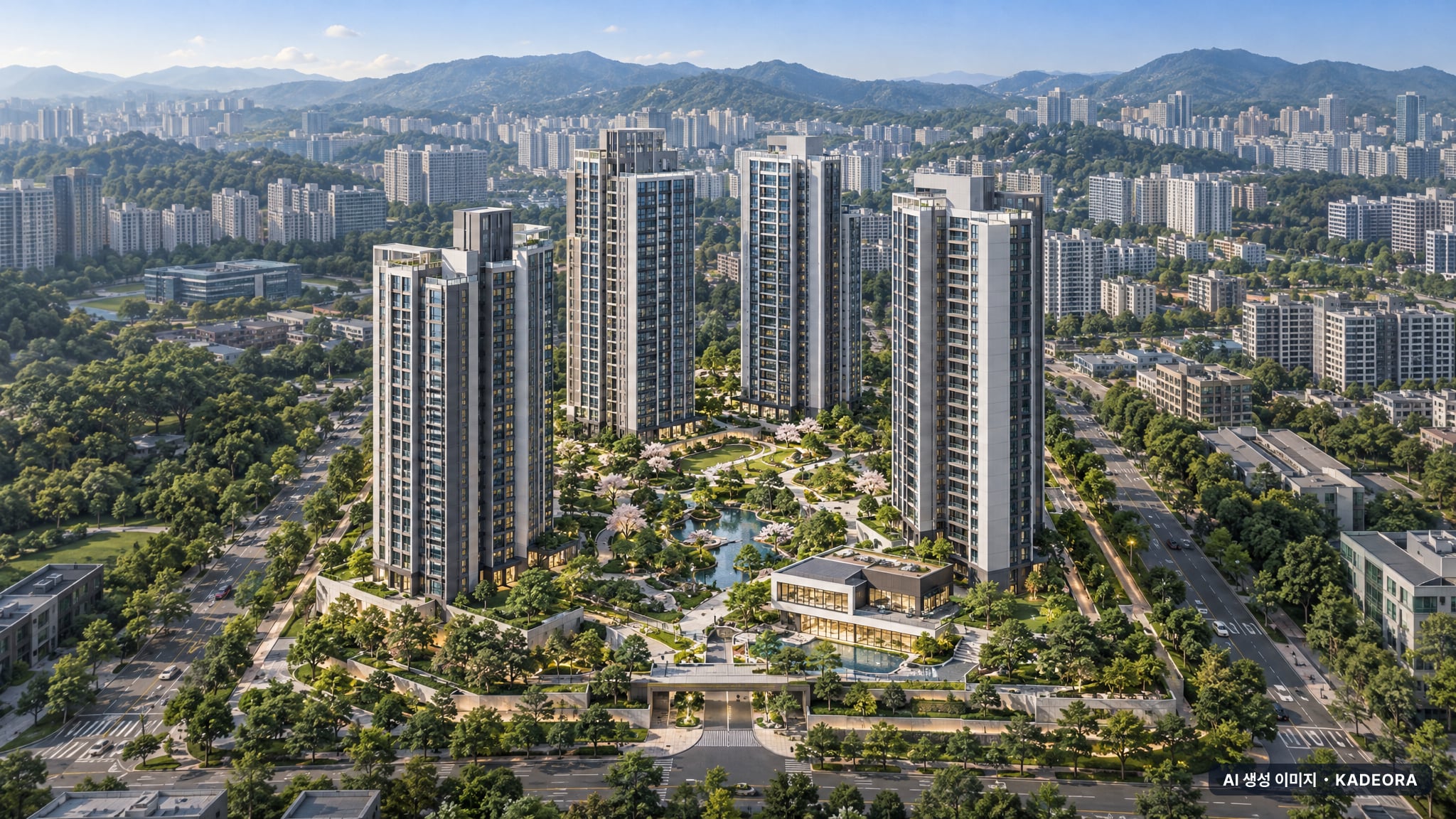 청주 가경 아이파크 7단지 단지 전경 AI 상상도(주간 항공) — 충북 청주시 분양 예고 543세대