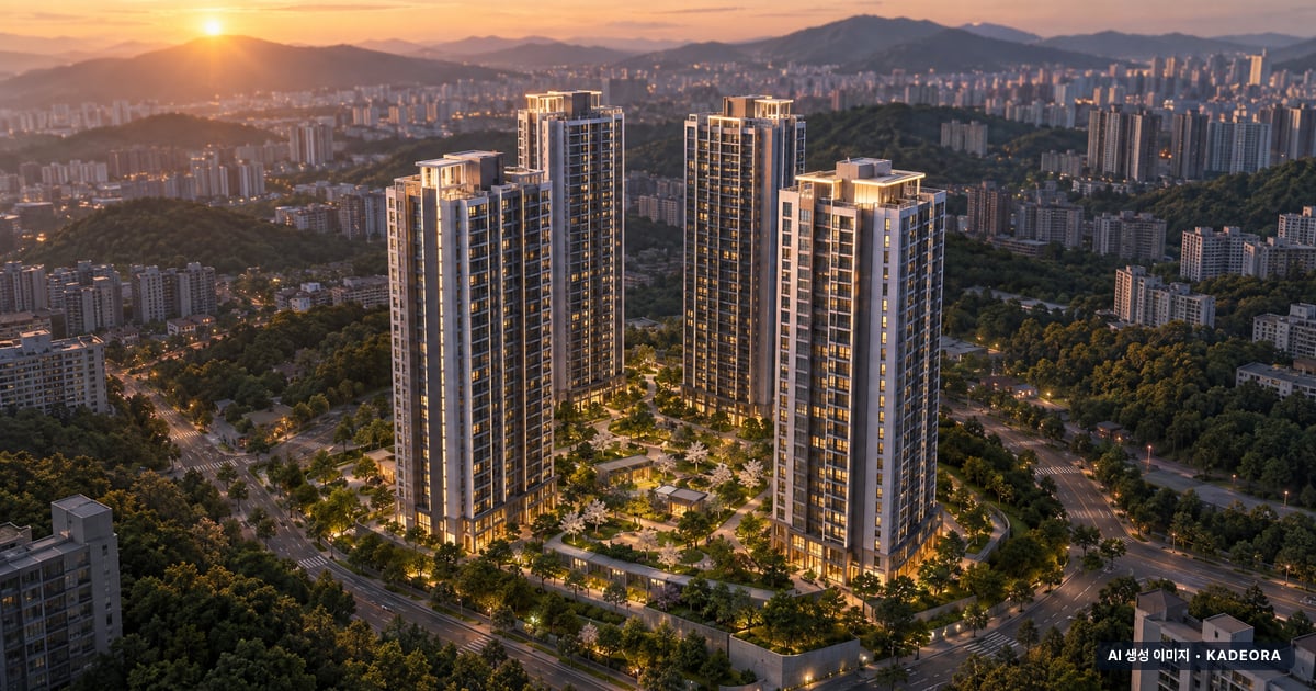청주 가경 아이파크 7단지 4개동·최고 32층·총 543세대 기준 AI 상상도 — 실제와 다를 수 있음 청주 가경 아이파크 7단지 4개동·최고 32층·총 543세대 기준 AI 상상도(노을 항공) — 실제와 다를 수 있음
