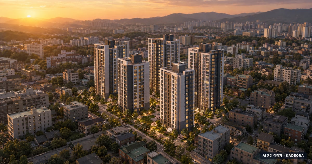 트리븐 김해 6개동·최고 20층·총 398세대 기준 AI 상상도(노을 항공) — 실제와 다를 수 있음