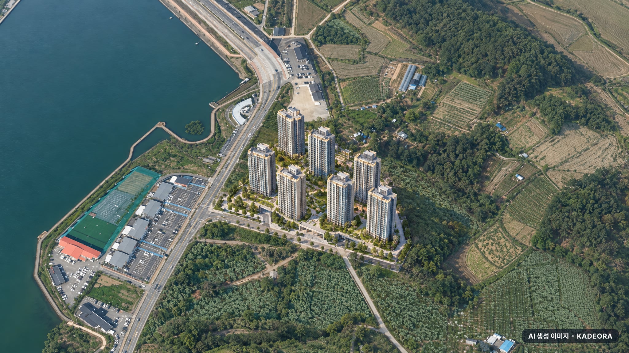 천안 아이파크 시티 5단지 단지 전경 AI 상상도(주간 항공) — 충남 천안시 착공 837세대