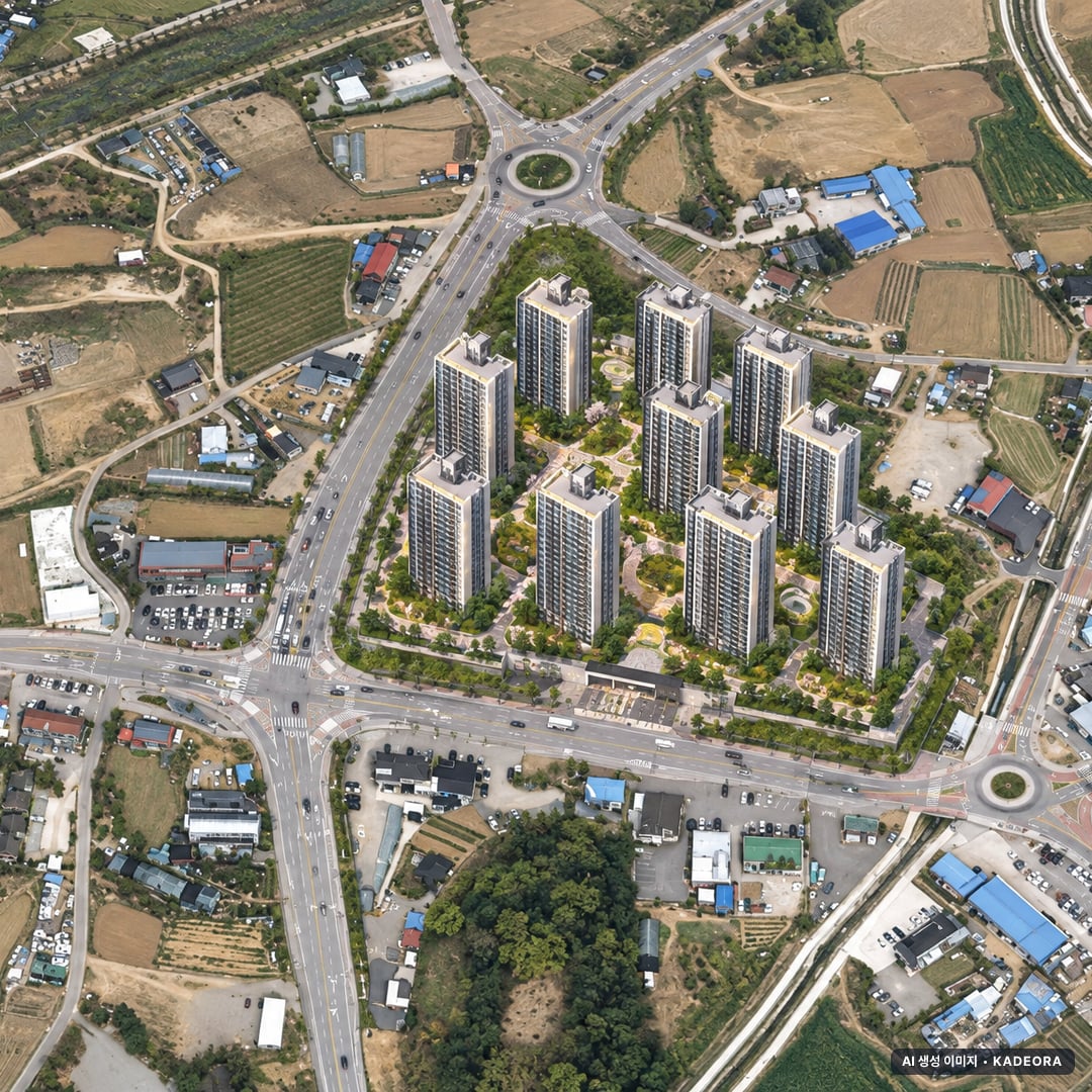 썬밸리 오드카운티 가평설악 단지 전경 AI 상상도(주간 항공) — 경기 가평군 착공 1,039세대