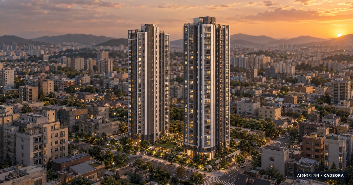 자라섬 수자인 리버페스타 2개동·최고 29층·총 381세대 기준 AI 상상도(노을 항공) — 실제와 다를 수 있음