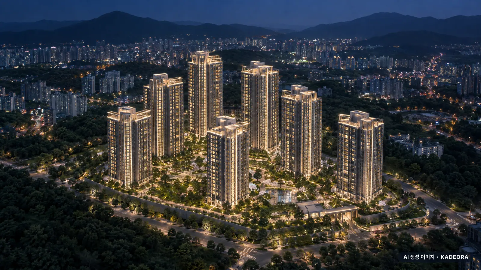 번영로 하늘채 라크뷰 단지 전경 AI 상상도 — 남구 야음동 803세대