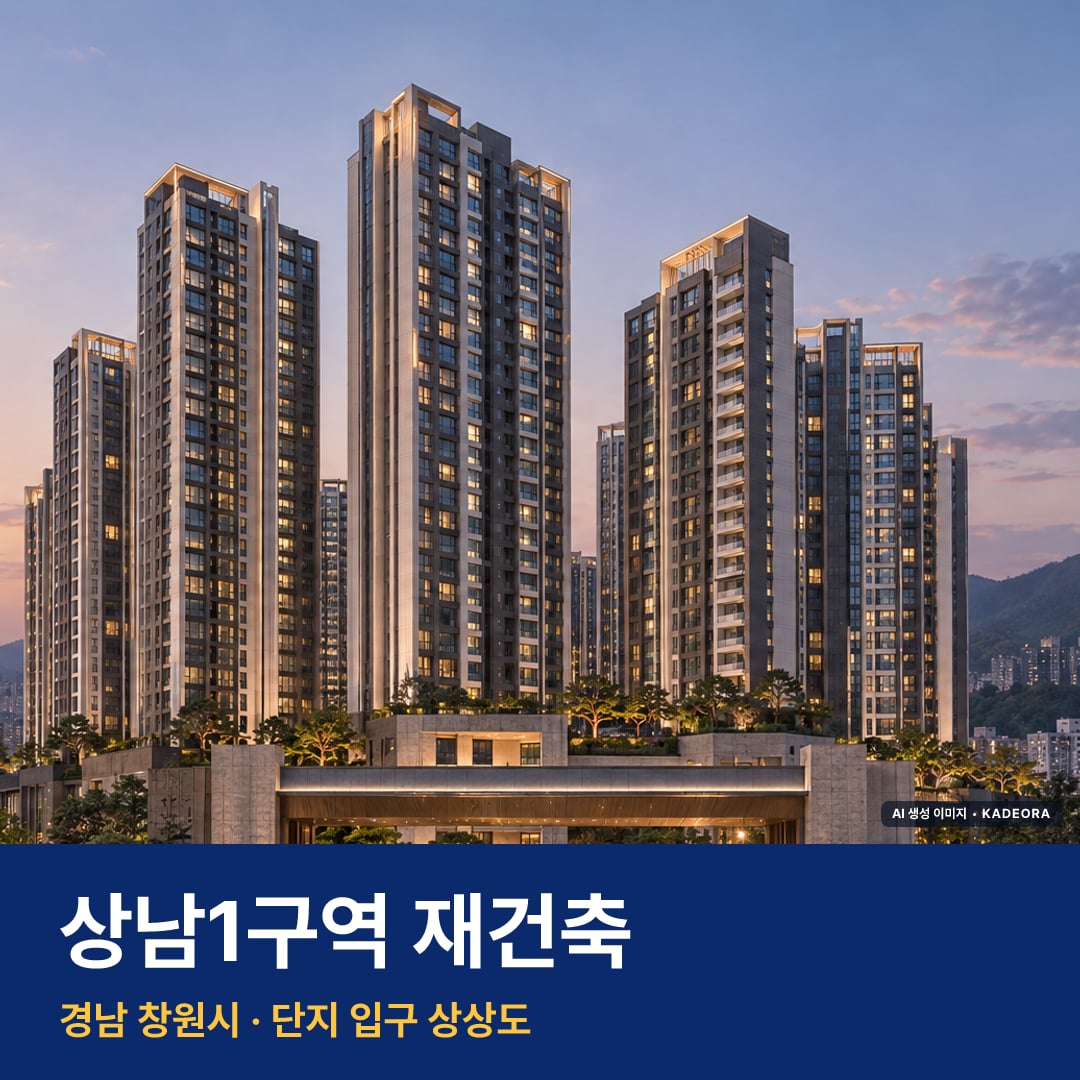 상남1구역 재건축 단지 전경 AI 상상도 — 창원시 상남동 728세대