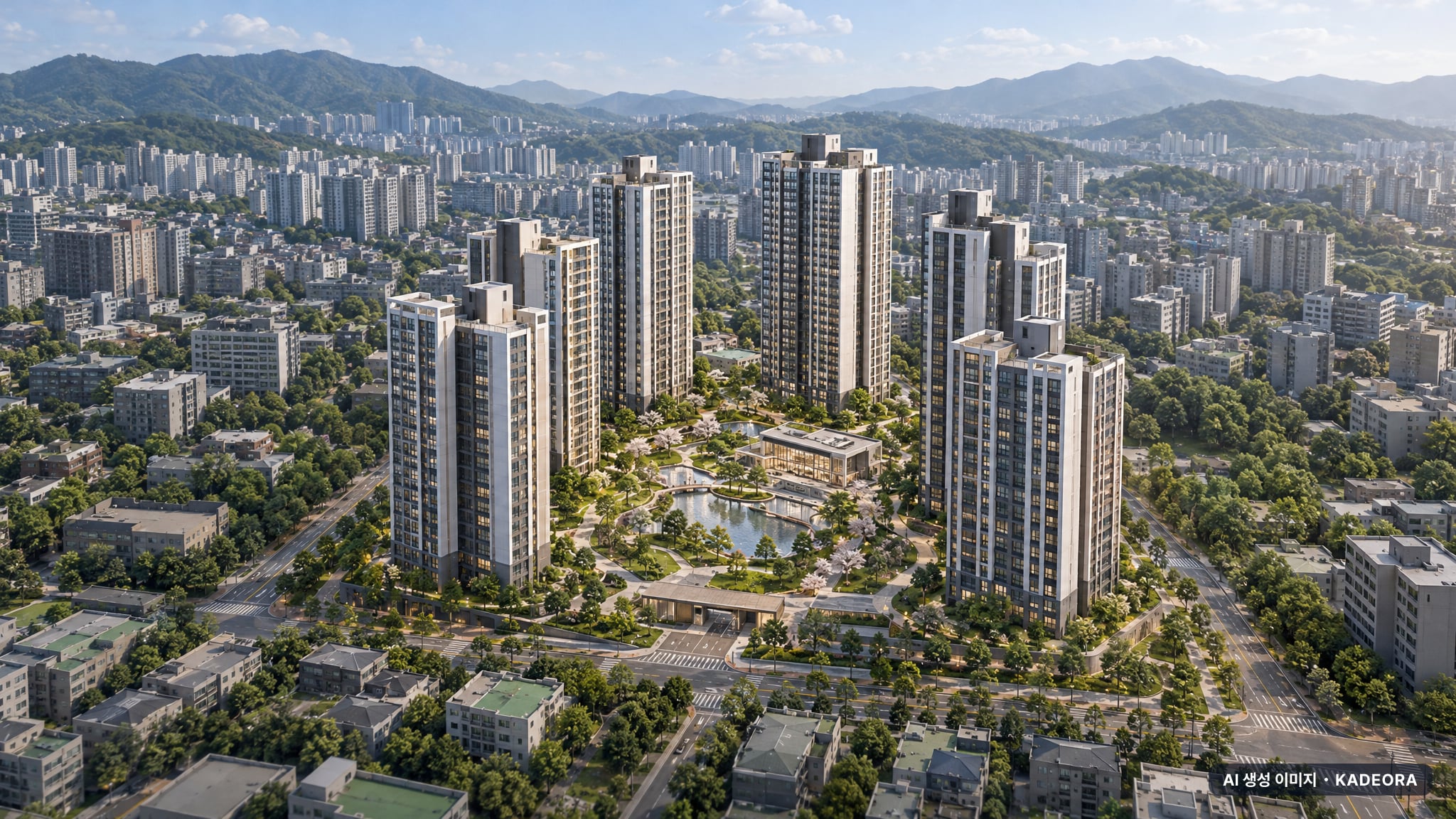 경남 창원 반송동 재건축 주간 항공 상상도 · AI 생성 이미지로 실제와 다를 수 있음 경남 창원 반송동 재건축 단지 전경 AI 상상도(주간 항공) — 창원시
