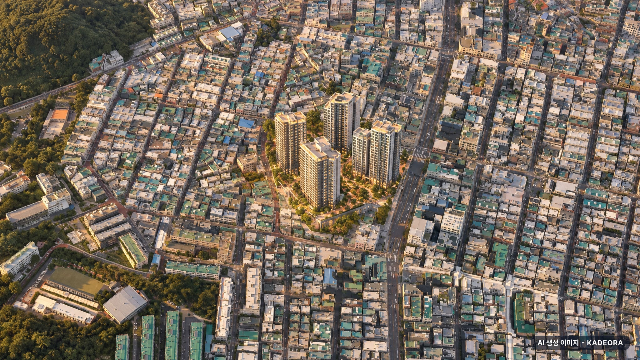 부산 남구 용호4 재개발 조감도 AI 상상도(노을 항공) — 부산 남구 조합설립 916세대