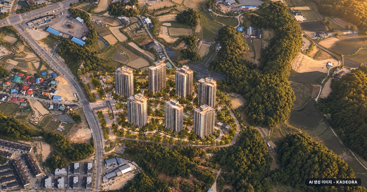 여주역 로제비앙 더센텀 8개동·최고 25층·총 744세대 기준 AI 상상도 — 실제와 다를 수 있음 여주역 로제비앙 더센텀 8개동·최고 25층·총 744세대 기준 AI 상상도(노을 항공) — 실제와 다를 수 있음