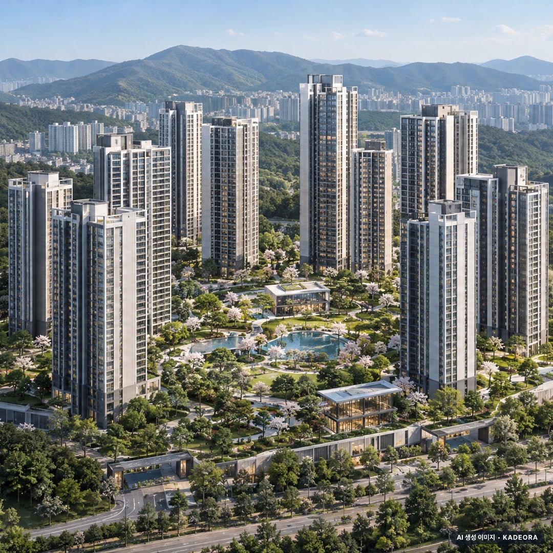 계양신도시 카이브 유보라 조감도 AI 상상도(주간 항공) — 인천 계양구 분양 예고 1,110세대