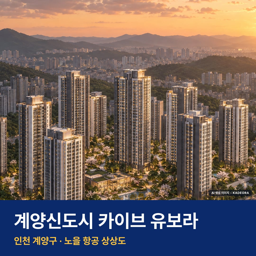 계양신도시 카이브 유보라 청약 계양신도시 카이브 유보라 단지 전경 AI 상상도 — 계양구 1,110세대 — AI 생성 상상도 · 실제와 다를 수 있음