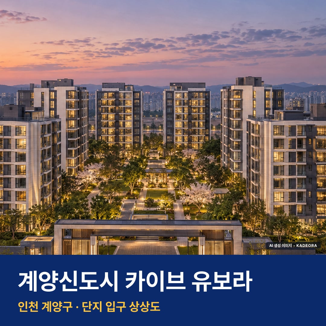 계양신도시 카이브 유보라 청약 계양신도시 카이브 유보라 단지 전경 AI 상상도 — 계양구 1,110세대 — AI 생성 상상도 · 실제와 다를 수 있음