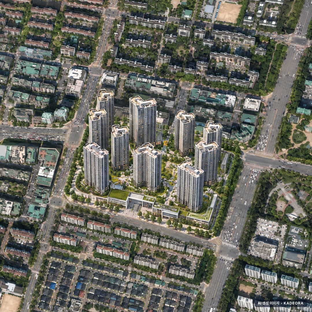 상동역 롯데캐슬 시그니처 단지 전경 AI 상상도(주간 항공) — 경기 부천시 착공 1,859세대