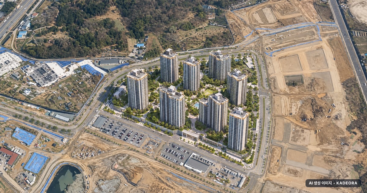 아산탕정자이 센트럴시티 청약 단지 전경 · AI 생성 상상도 · 실제와 다를 수 있음