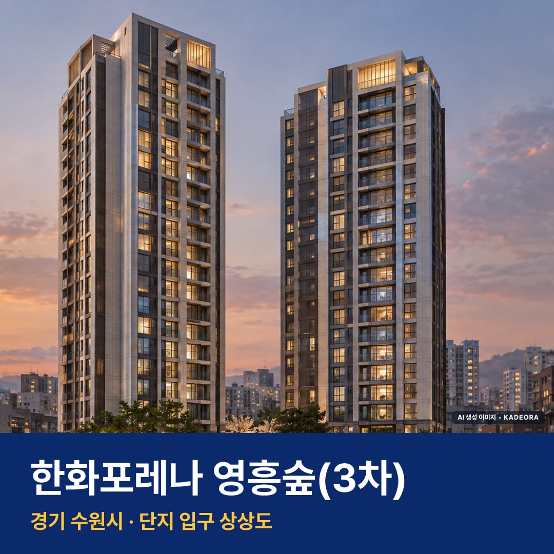 한화포레나 영흥숲(3차) 단지 전경 AI 상상도 — 수원시 원천동