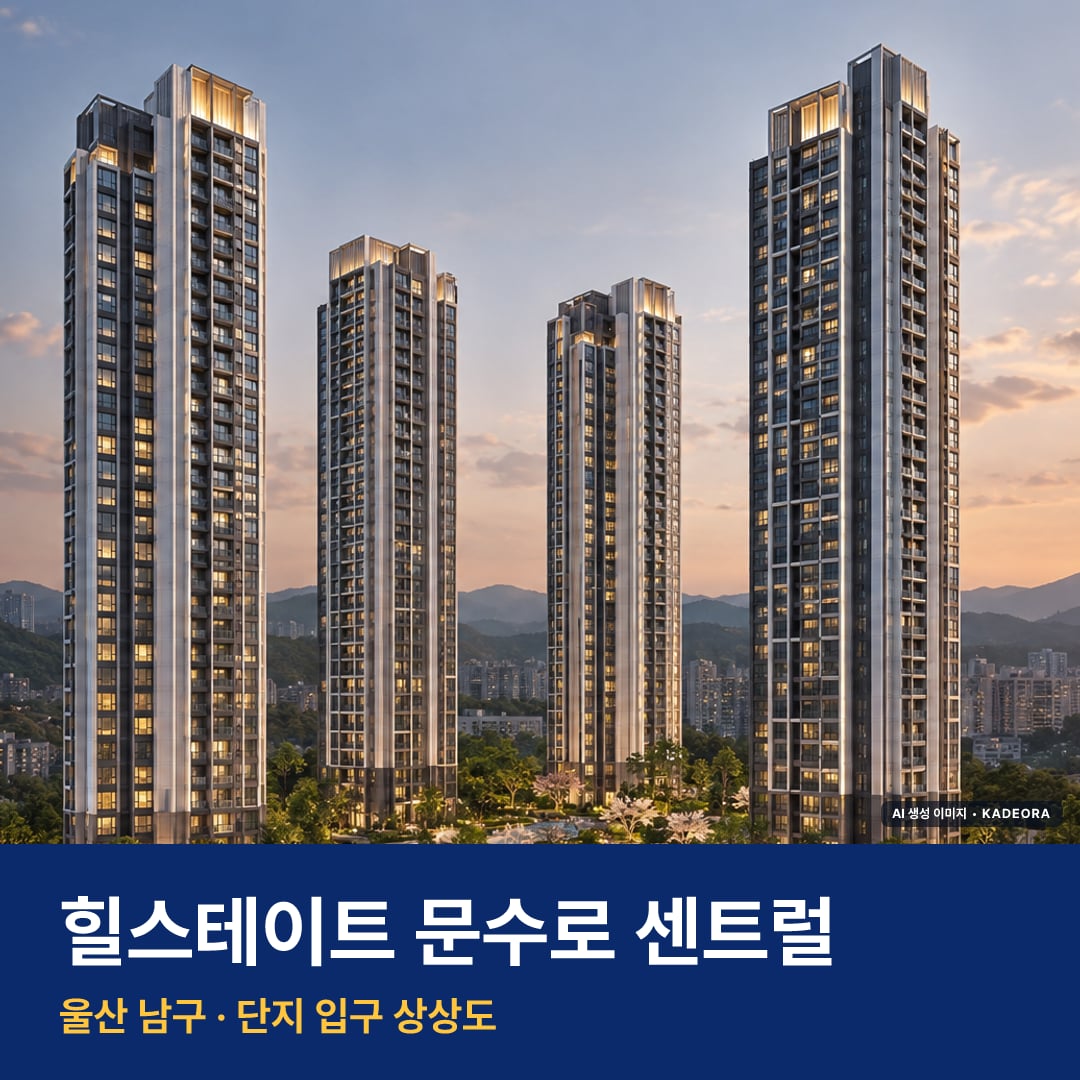 힐스테이트 문수로 센트럴 단지 전경 AI 상상도 — 남구 신정동 566세대