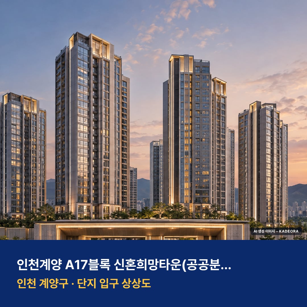 인천계양 A17블록 신혼희망타운(공공분양)(본청약) 단지 전경 AI 상상도 — 계양구 309세대