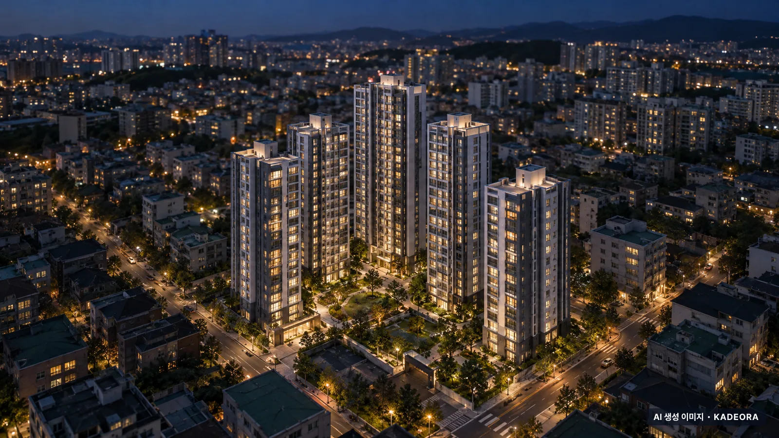 신문 대상 웰라움 라시엘 단지 야경 AI 상상도 — 김해시 아파트 분양