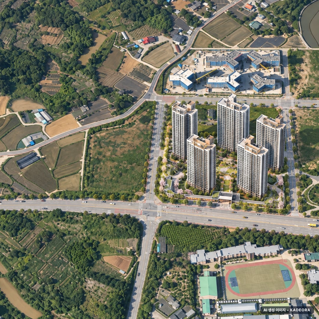 대상 웰라움 순창 단지 전경 AI 상상도(주간 항공) — 전북 순창군 착공 264세대