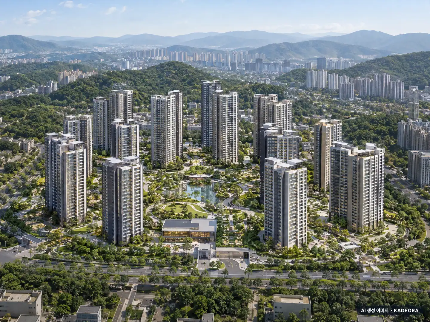 에코델타시티 푸르지오 트레파크(11BL) 13개동·최고 24층·총 1,370세대 기준 AI 상상도 — 실제와 다를 수 있음 에코델타시티 푸르지오 트레파크(11BL) 13개동·최고 24층·총 1,370세대 기준 AI 상상도(주간 항공) — 실제와 다를 수 있음