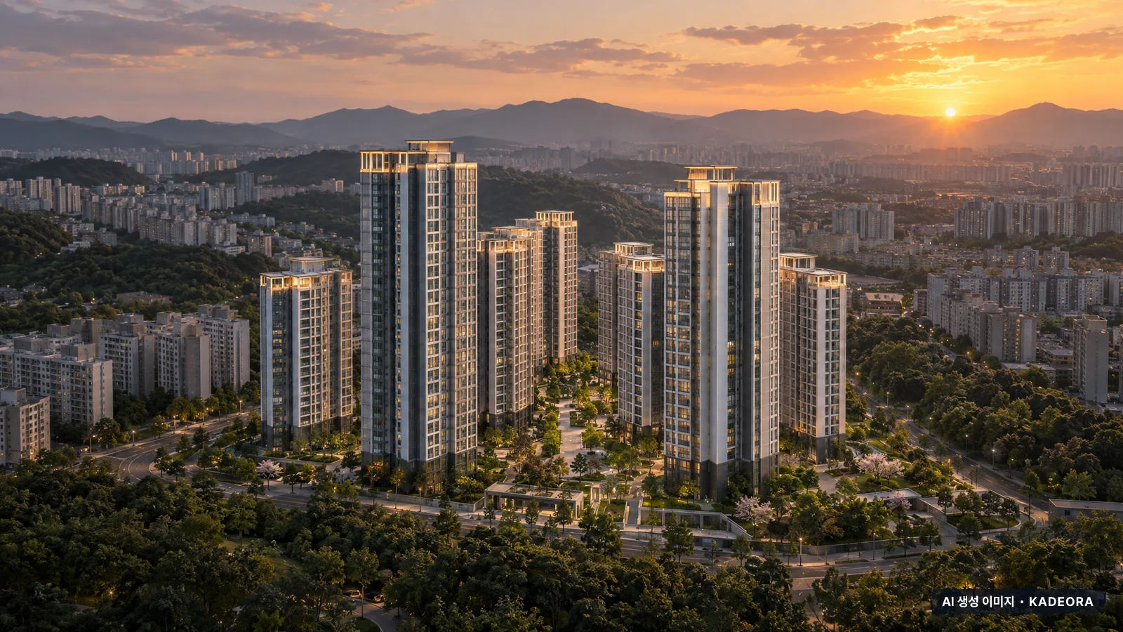 엘리프 검단 포레듀(AA32블록)(4차) 단지 전경 AI 상상도(저녁) — 검단구 아파트 분양