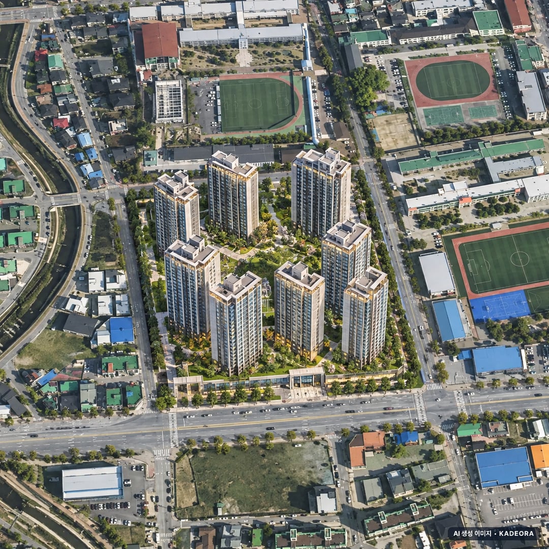 한화포레나 충주호암 단지 전경 AI 상상도(주간 항공) — 충북 충주시 착공 173세대