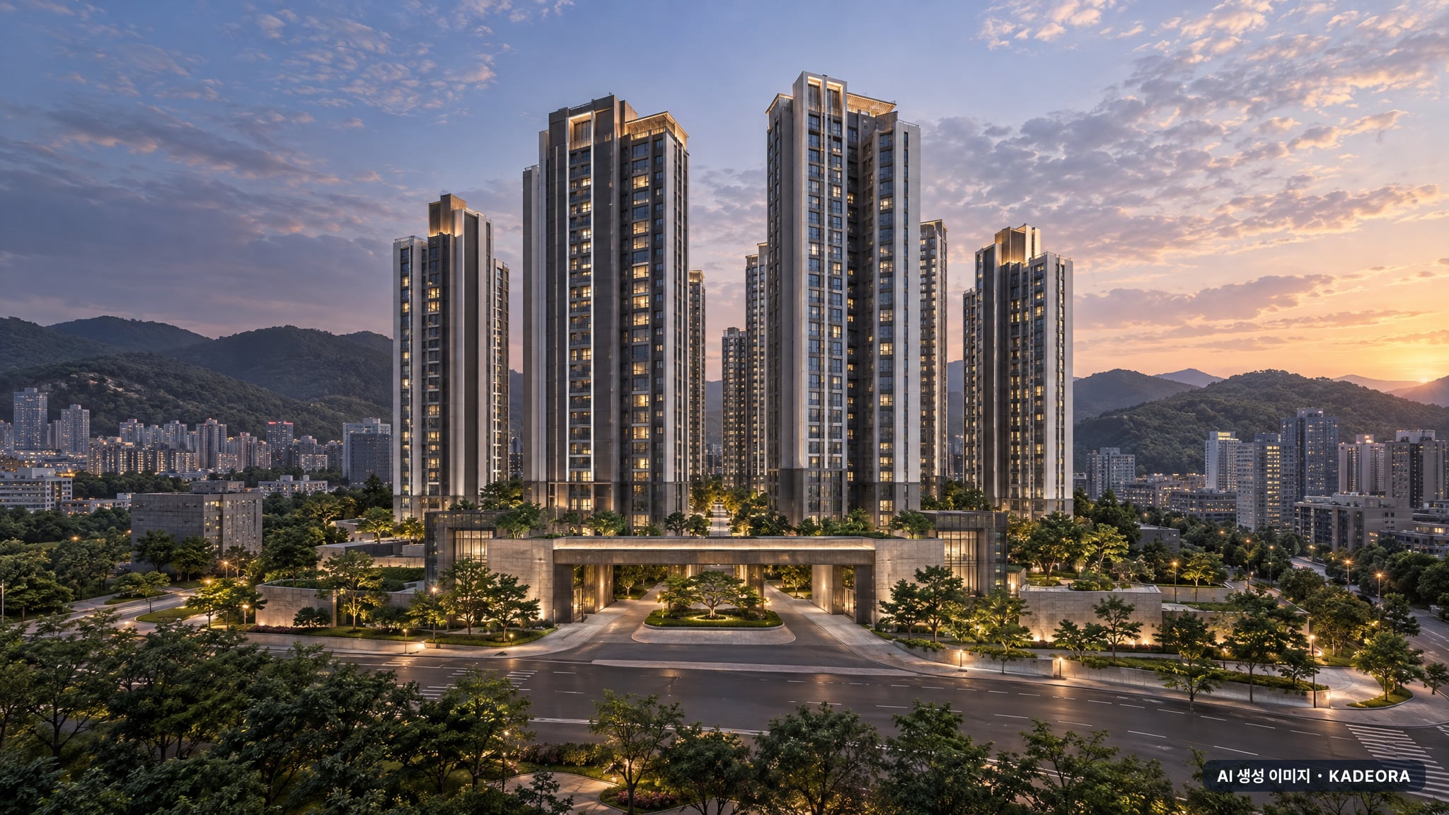 창원 메가시티 자이앤위브 단지 전경 AI 상상도(단지 입구) — 경남 창원시 착공 2,638세대