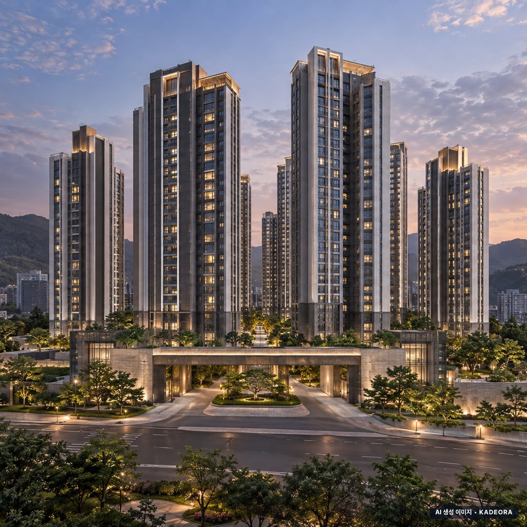 창원 메가시티 자이앤위브 단지 전경 AI 상상도(단지 입구) — 경남 창원시 착공 2,638세대